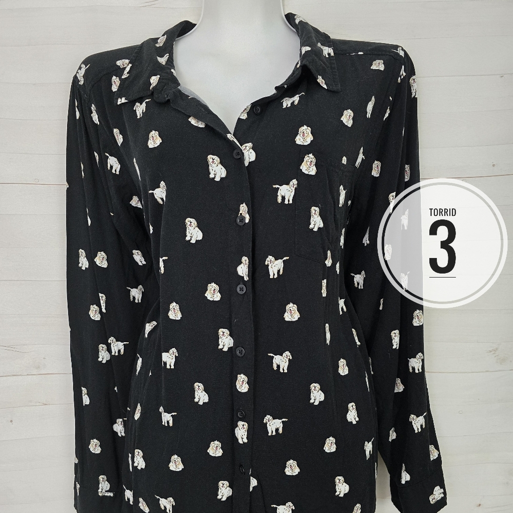 Torrid Size 3 Shaggy Dog Button Down Top